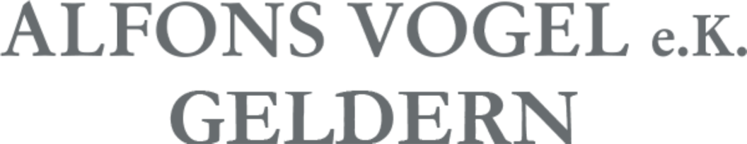 Text in Gro&szlig;buchstaben: "ALFONS VOGEL e.K. GELDERN".